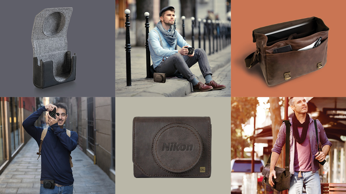 Nikon DL premium leather bag detail